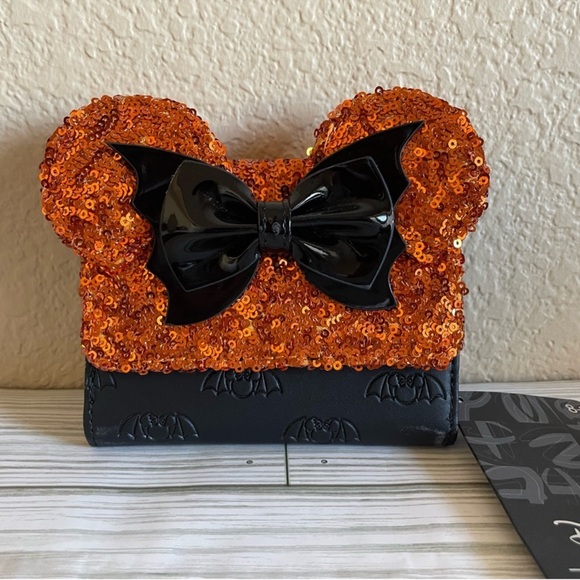 🦇Loungefly Disney Minnie Halloween Sequins Wallet - Picture 4 of 7